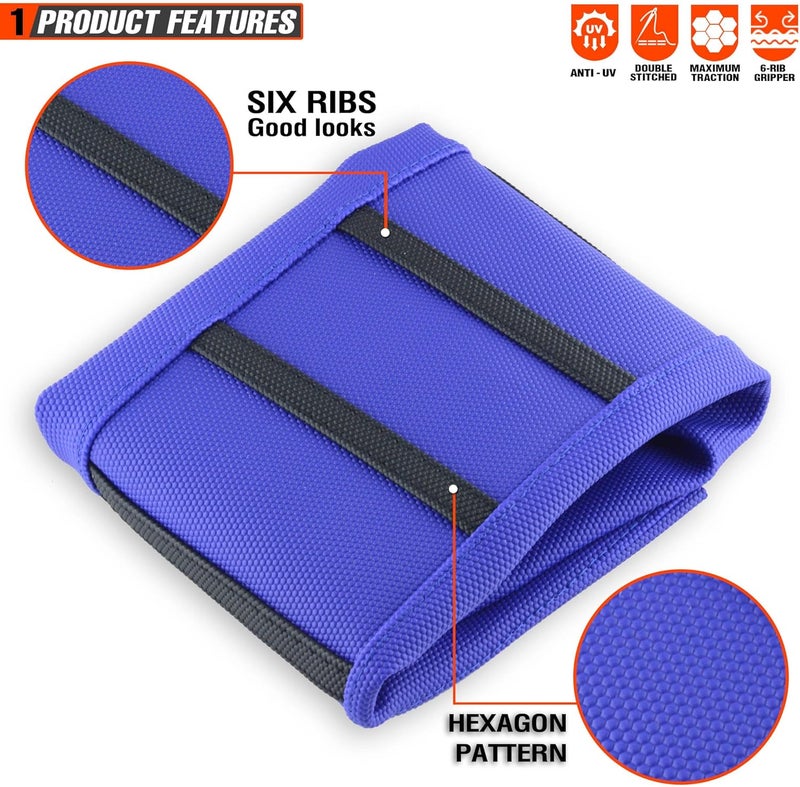 MCHMFG Motorcycle Universal Seat Cover Non-Slip Rubber Striped Gripper Soft Sewing for CRF WR WRF RMZ YZF SXF EXC EXC XC SX CR KLX Dirt Pit Bike Motocross Off Road (Blue) - Image 4